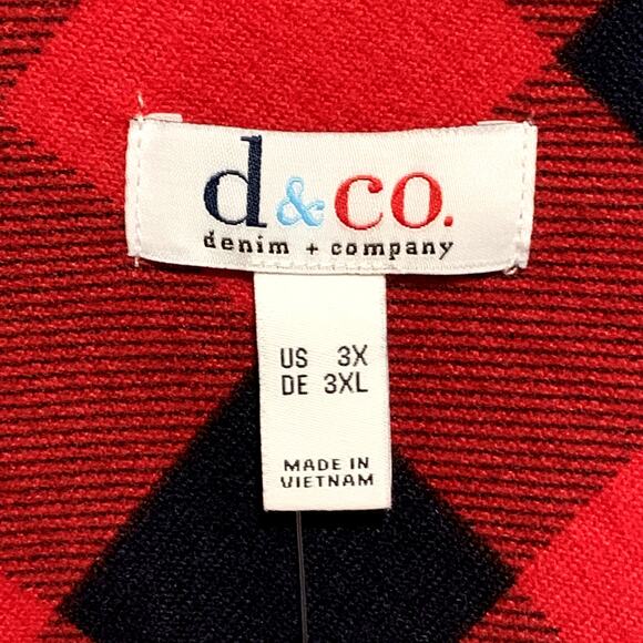 d&co. Buffalo Checked Shirt 2X Red & BLUE Button Down Pockets Denim + Company - Picture 2 of 8